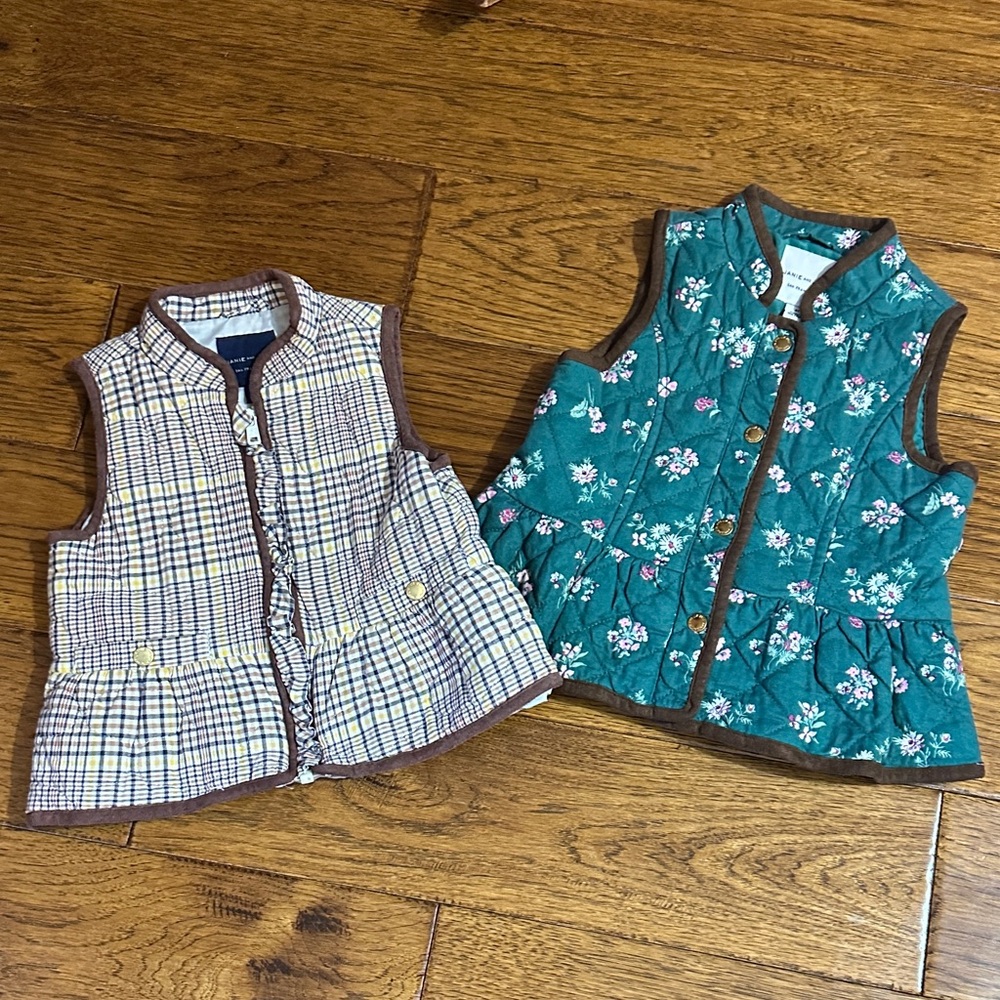 A Pair  Floral and Plaid Quilted Vests